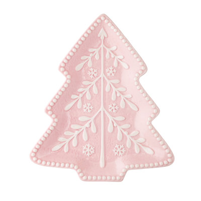10 Strawberry Street Pink Christmas Tree Platter