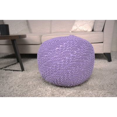 Pouf rond en coton Bordeaux, lavande