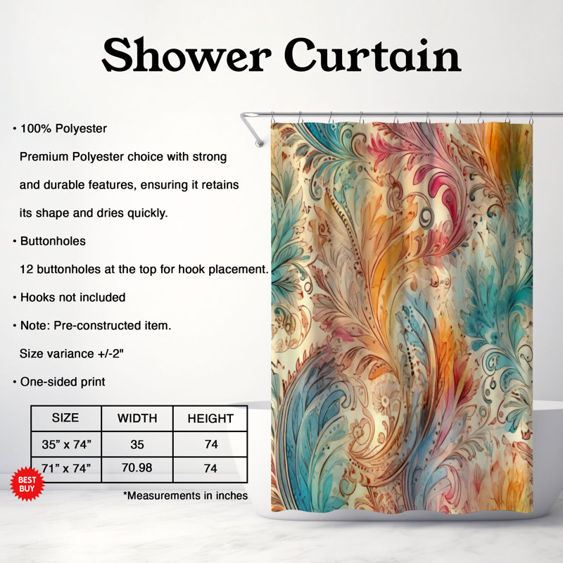Rideau de douche Aged Paisley - Premium, H 74 po x l 71 po