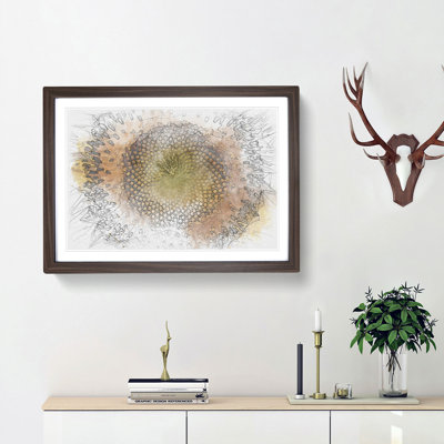 The Eye of a Yellow Sunflower Sketch - Picture Frame Graphic Art Print