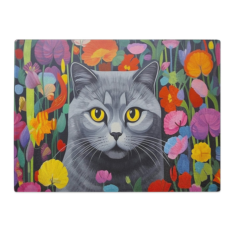 Cat Contemporary No.2  Glass Chopping Board