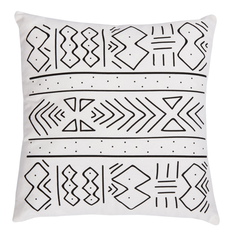 Kerra 18" Black and White Cotton Throw Pillow