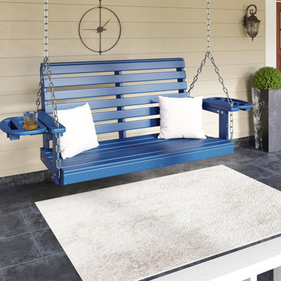 HDPE Porch Swing For Courtyard & Garden Swing Chair Bench With Hanging Chains For Outdoors