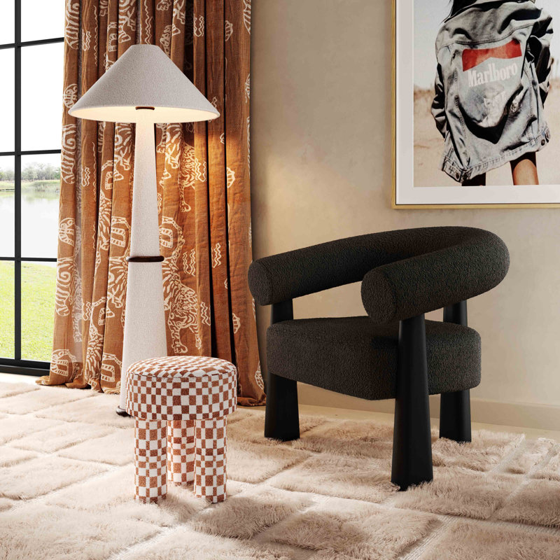 Upholstered Armchair, Black, Black