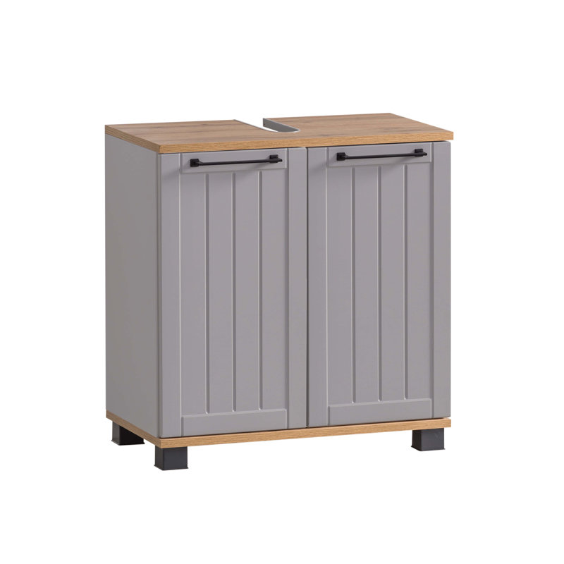 Alapaha Washbasin Base Cabinet in Country Oak/ Matt White, Platinum gray/oak