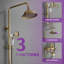 3-Spray Wall Bar Shower Kit Round Rain Shower Head with Tub Spout Hand Shower Brass Pipe 2 Cross Knobs in Antique-103056953