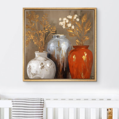 Bottled Flowers " Elegant Vases Collection Vintage Rustic Jar Abstract Still Life "