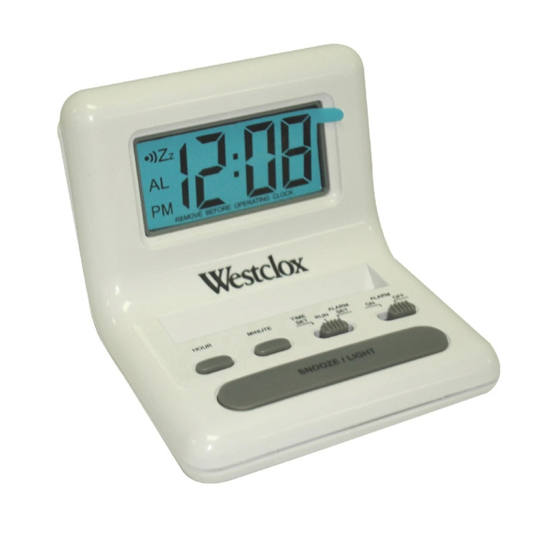 Electric Tabletop Clock in White with Alarm