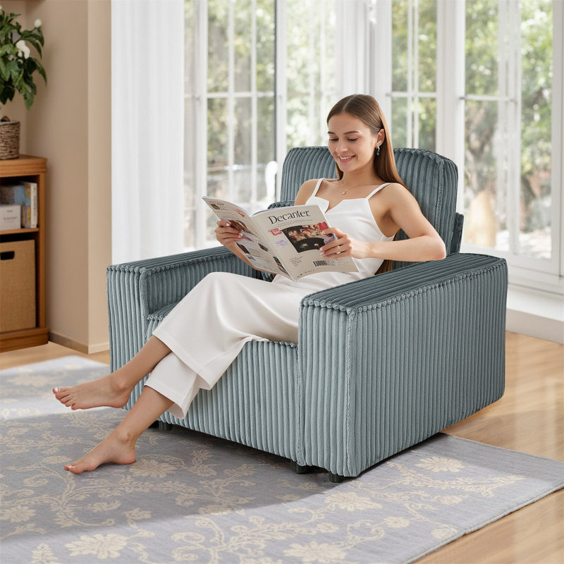 Coleford Accent Chair, Fabric Modern Armchairs, Upholstered Sofa Chair for Living Room, Gray