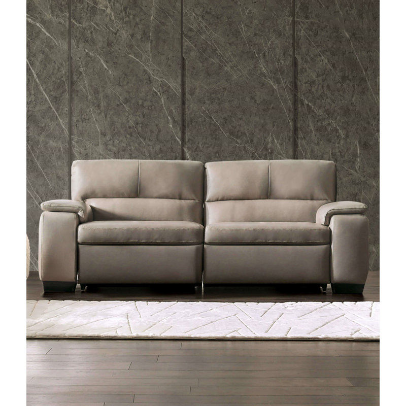 87" W Transitional Power Sofa, Taupe