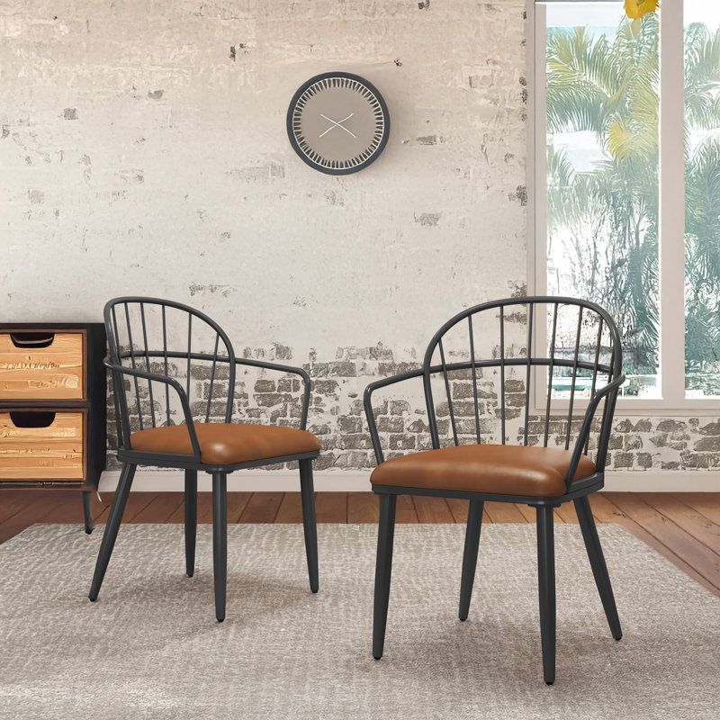 Chaises de salle à manger rembourrées en similicuir Abreha, 2
