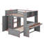 Lit mezzanine double avec lit autonome, tablettes, bureau et garde-robe-118032730