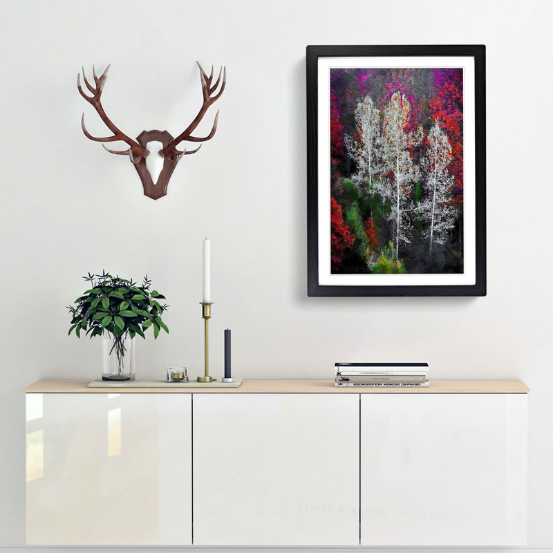Autumn Trees in Switzerland - Framed Print, 63cm H x 45cm W x 2cm D, Black Framed
