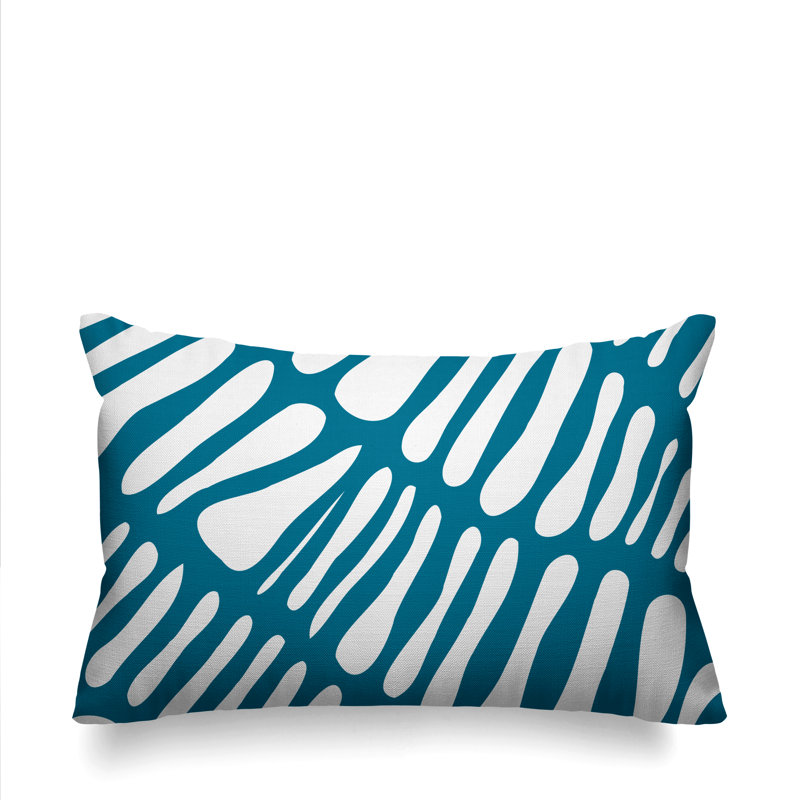 Housse de coussin rectangulaire pour l'extérieur Tribal, Turquoise