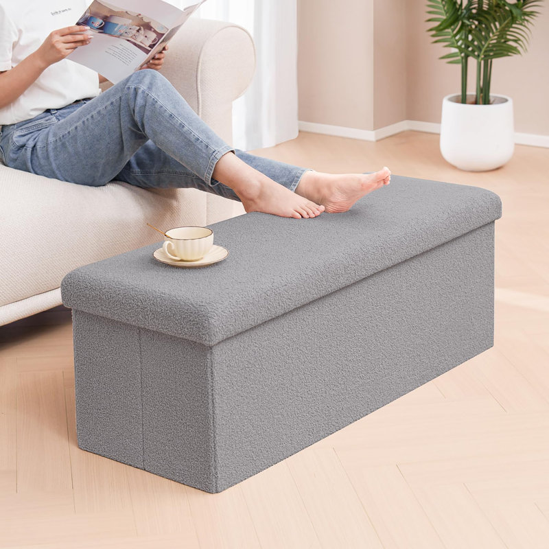 Banc de rangement avec repose-pieds, Gris