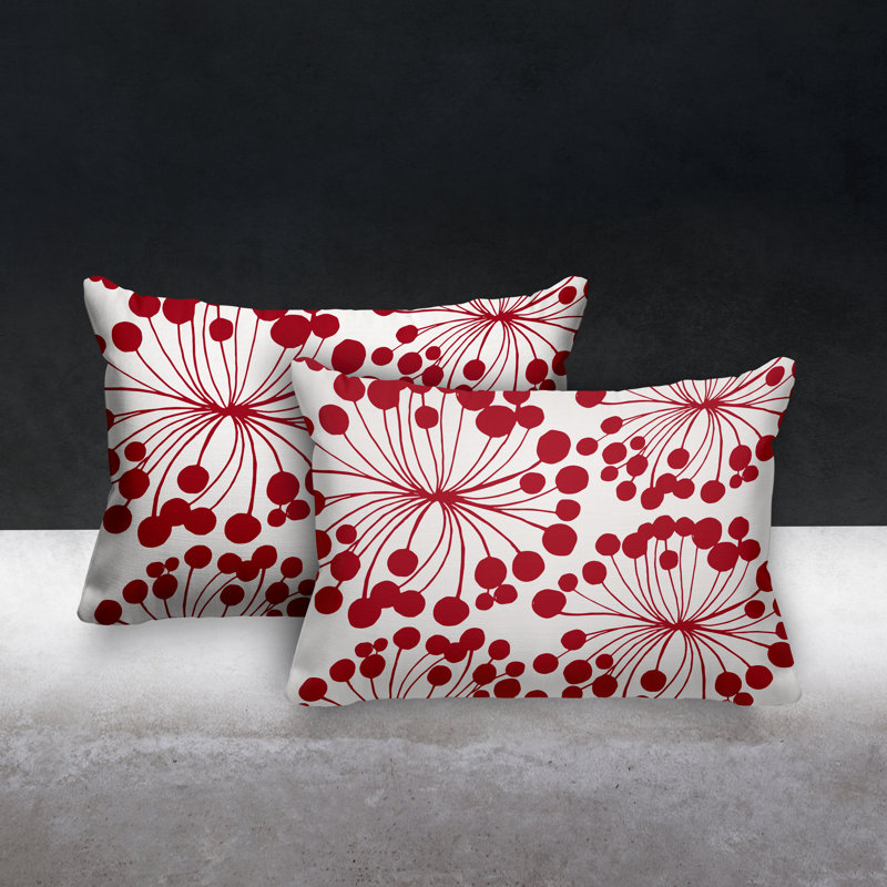 Polyester / Mélange de polyester Housse de coussin rectangulaire intérieure / extérieure lombaire et insert, Rouge