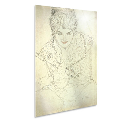 Girl Supporting Her Chin by Gustav Klimt - No Frame Painting on Plastic / Acrylic