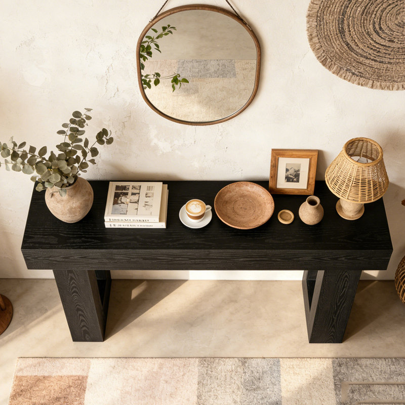 Console en bois pour canapé d'entrée, Noir