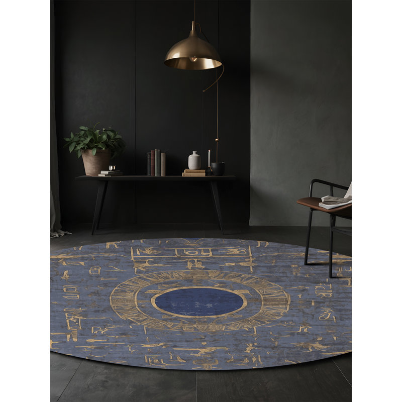 Tapis gris lavable à la machine, Rond 6 pi