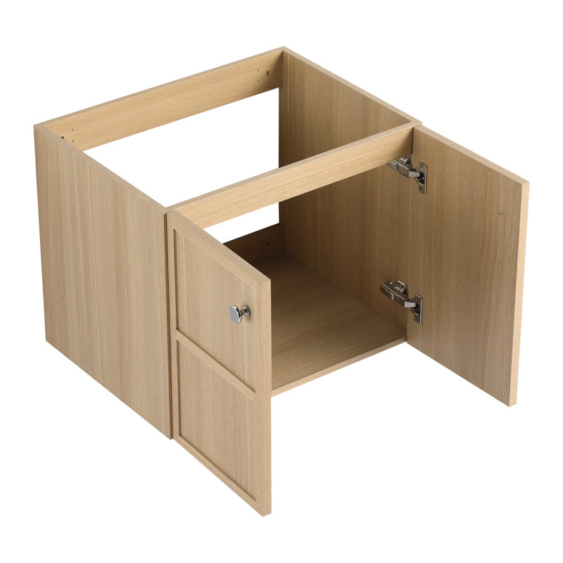 Armoire de salle de bain 24 po avec lavabo en céramique, contreplaqué de chêne, 2 portes à fermeture douce, contreplaqué de meuble-lavabo Modern Elegance, finition, élément