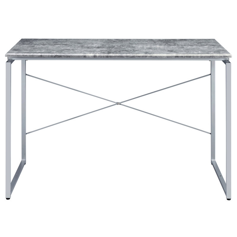 Industrial Desk Arrangement With, Rectangular Robust Wooden Top Stable Metal Sled Base Unit Theme Writing Assembly Tough Piece