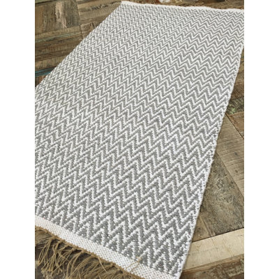 Eesa Chevron Cotton Hand Woven Area Rug