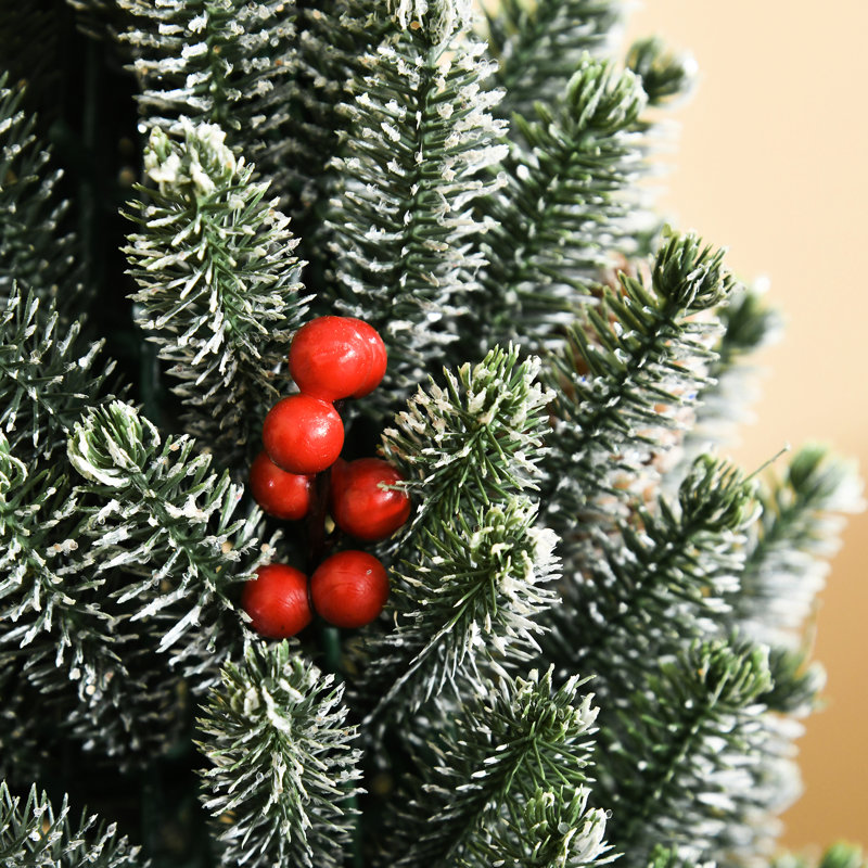 Arbre de Noël miniature avec pointes floquées et décorations des Fêtes, pomme de pin décorative