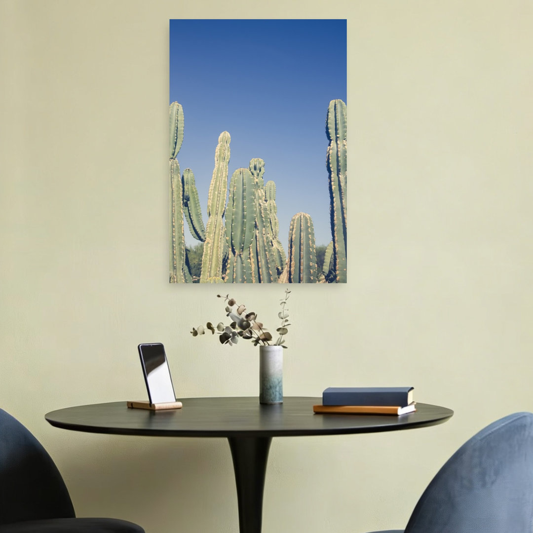 Desert Cacti Blue Sky Abstract Cactus Succulent Landscape Nature Wall Art Print