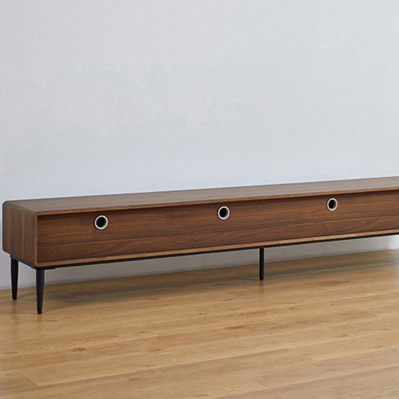 Walnut Veneer TV Stand with Four Drawers, Brown