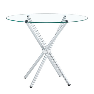 Table de salle à manger ronde en verre transparent avec une forme unique pour 4 à 6 personnes