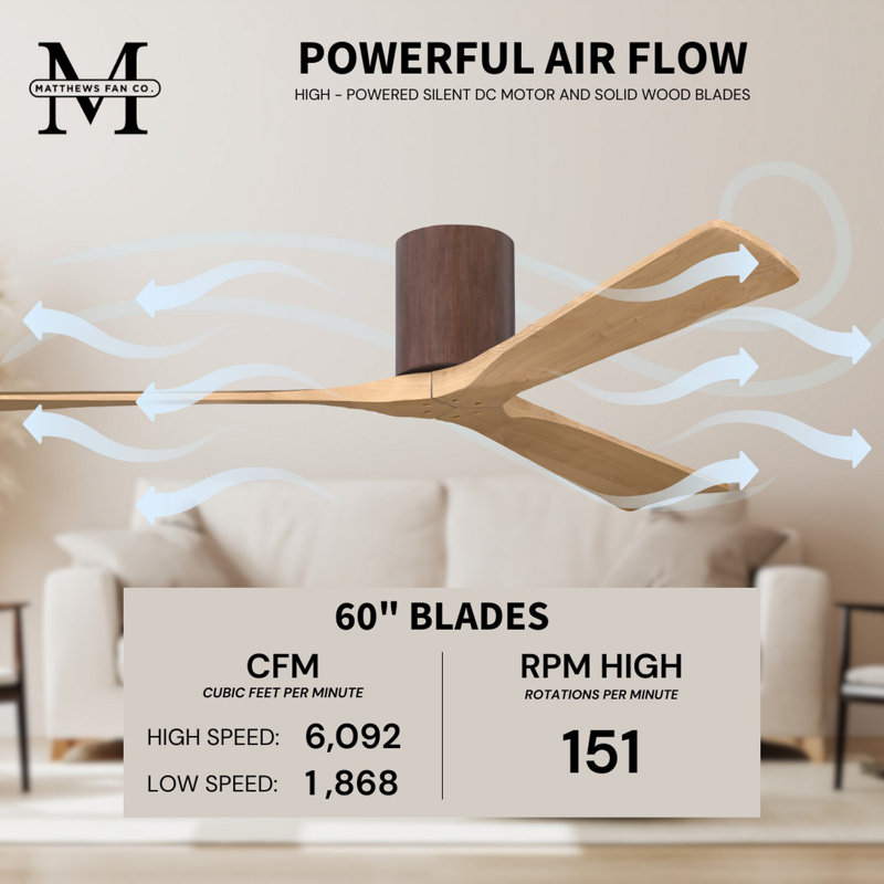 Irene Ceiling Fan, Walnut, Light Maple Tone, 60"