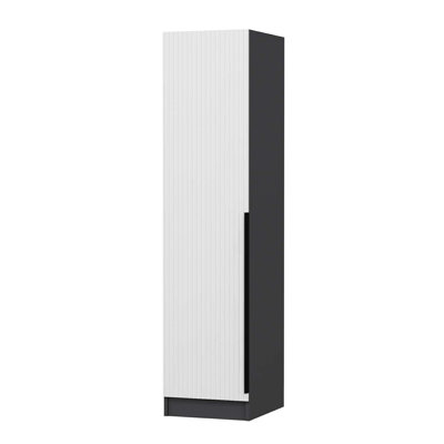 Armoire moderne avec de nombreuses tablettes Wesa, blanc et anthracite, 17,7 po x 82,7 po x 20,5 po Wesa | 100% panneau de particules enduit de mélamine, épaisseur: 0,7 pouce | Conception murale avec couvercle, solution de rangement élégante pour toute pièce