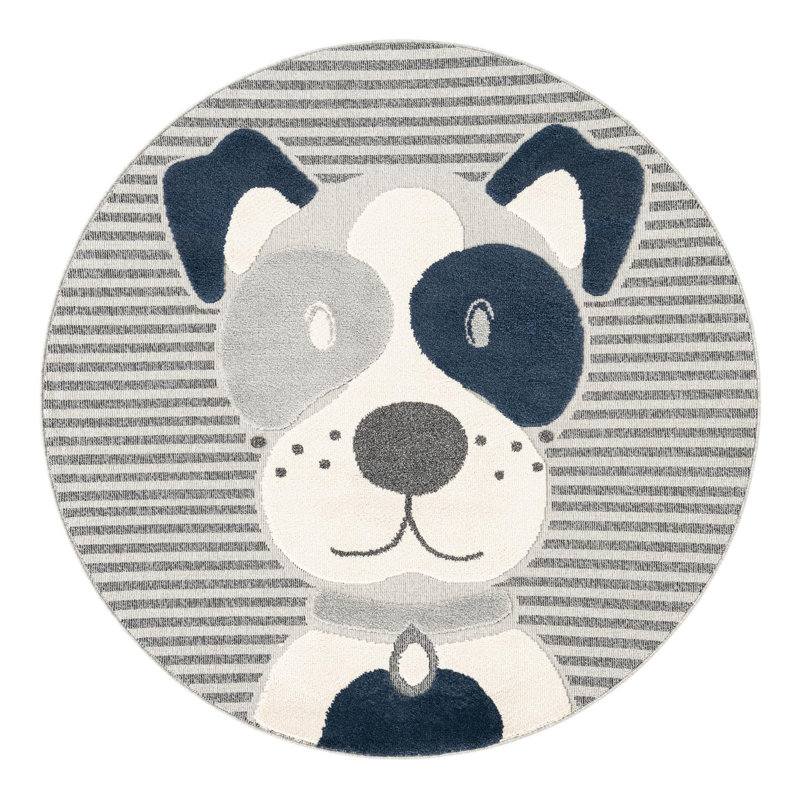 Unique Loom Doggo Whimsy Kids Rug, Round 7'1"