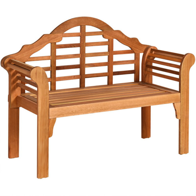 Earnest Outdoor 49 Inch Eucalyptus Wood Folding Bench with Backrest And Armrest