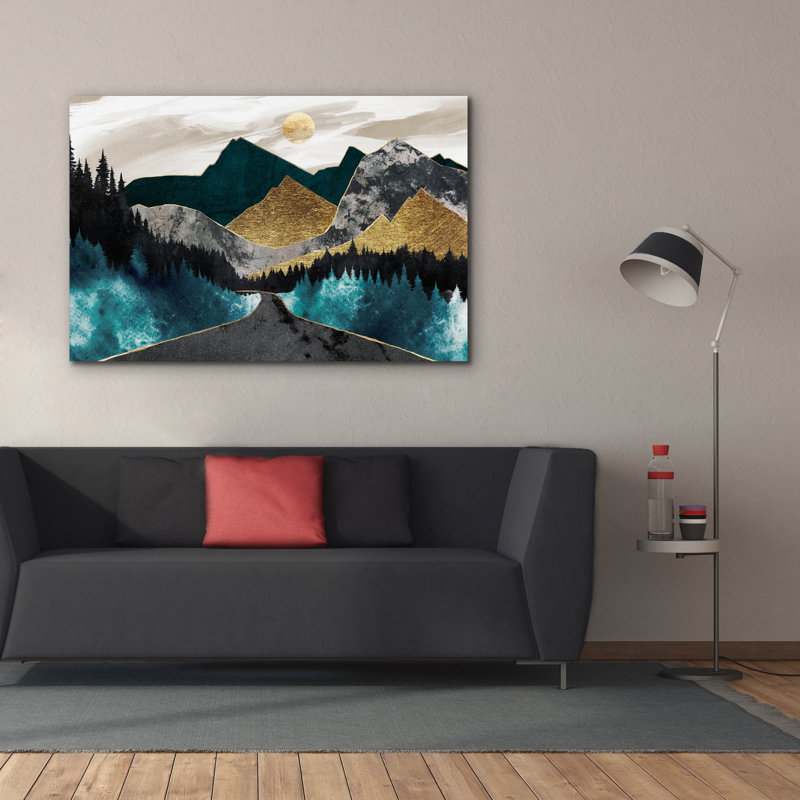 «Gold Mountain» par Svetlana Aleynikova, art mural sur toile, H 40 po x l 60 po