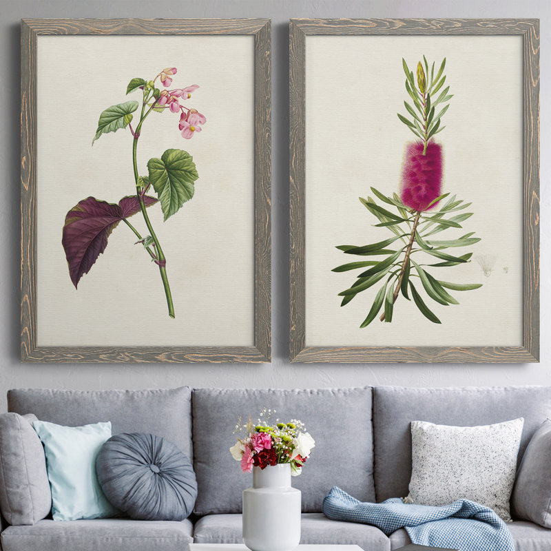 «Pretty Pink Botanicals VI», toile encadrée de qualité supérieure - prête à être accrochée, H 31,5 po x l 47 po x P 1,5 po