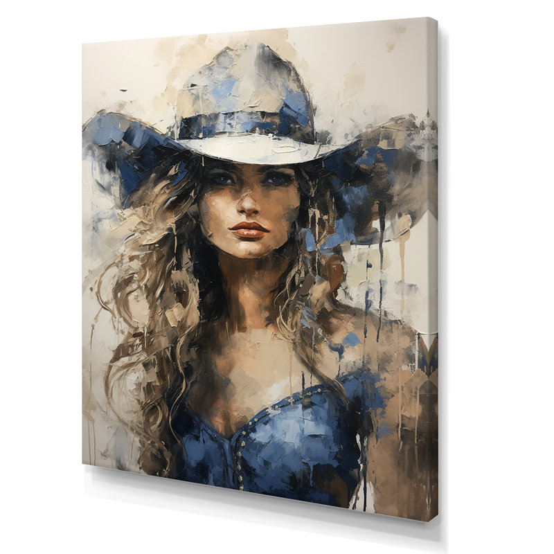 Minimalisme, cow-boy bleu, peinture sur toile, H 32 po x l 24 po x P 1 po, Toile tendue