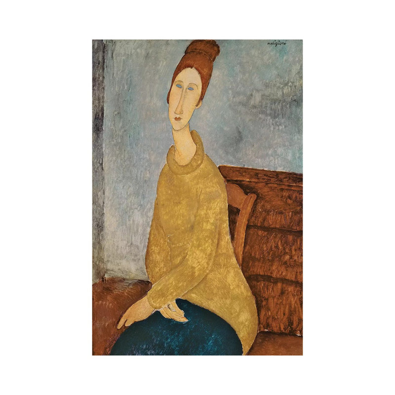 Jeanne Hebuterne In A Yellow Jumper, 1918-19 by Amedeo Modigliani - Wrapped Canvas Painting