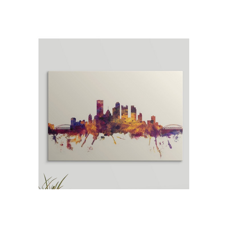 «Pittsburgh Pennsylvania Skyline» par Francy, impression, H 20 po x l 30 po x P 1,5 po, Toile
