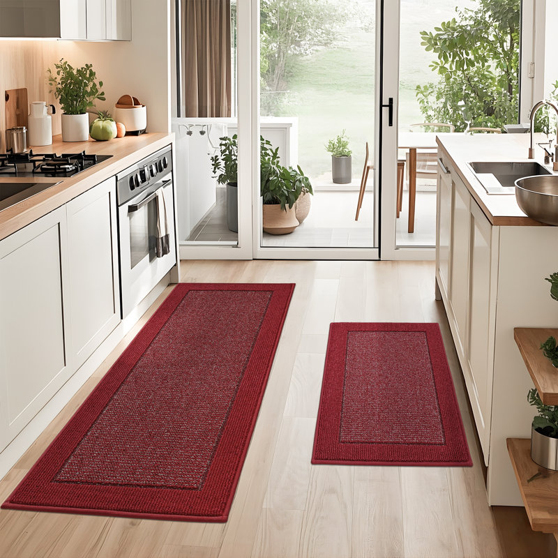 Kitchen Mats Set of 2 Non-Slip Kitchen Rugs for Floor, Absorbent and Stain Resistant Kitchen Runner, Machine Washable Rugs for Kitchen, Laundry & Sink