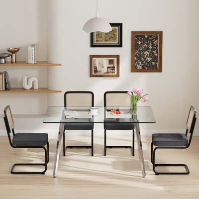 Rectangle Glass Top Dining Set