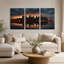 «City Skyline at Dusk with Water Reflection», ensemble de 3 toiles murales-131253769