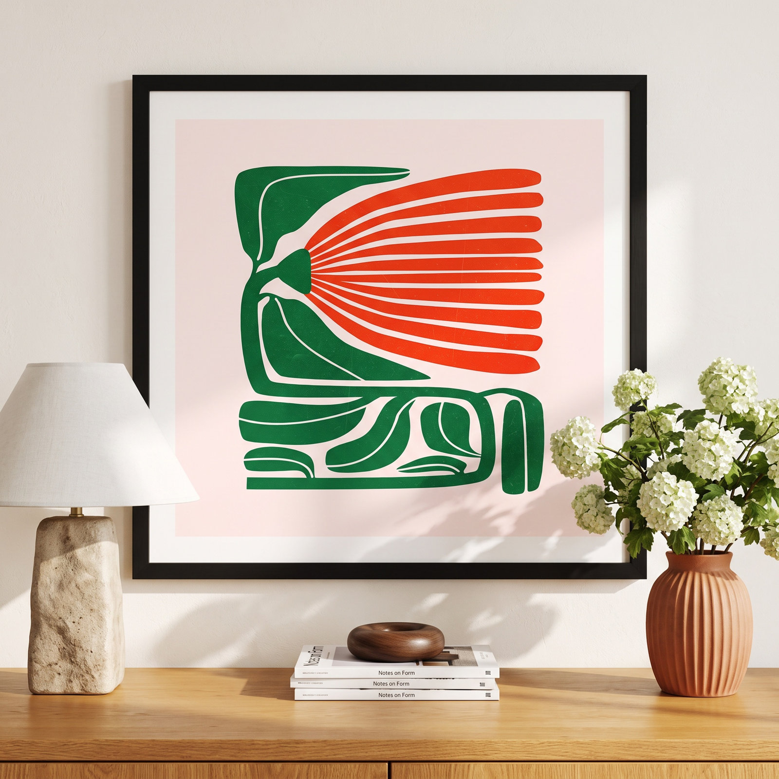 Udaya "Ferns Les Fleurs Flow" Print, 30" H x 30" W x 0.75" D, Black Single Picture Framed, Yes