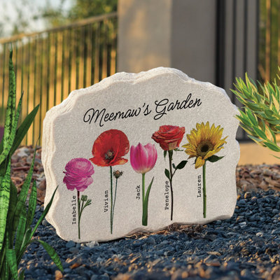 Pierre de jardin lavande personnalisée pour elle, plaque de jardin florale personnalisée, cadeau de décoration de jardin extérieur pour maman grand-mère
