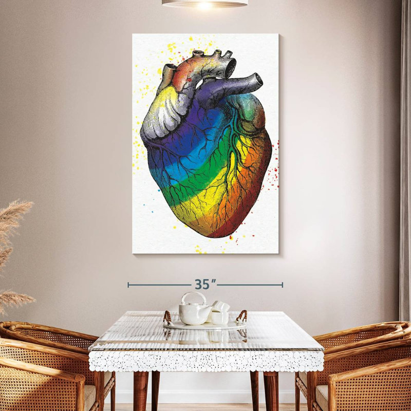 Cœur de couleur arc-en-ciel khazi, H 51 po x l 34 po