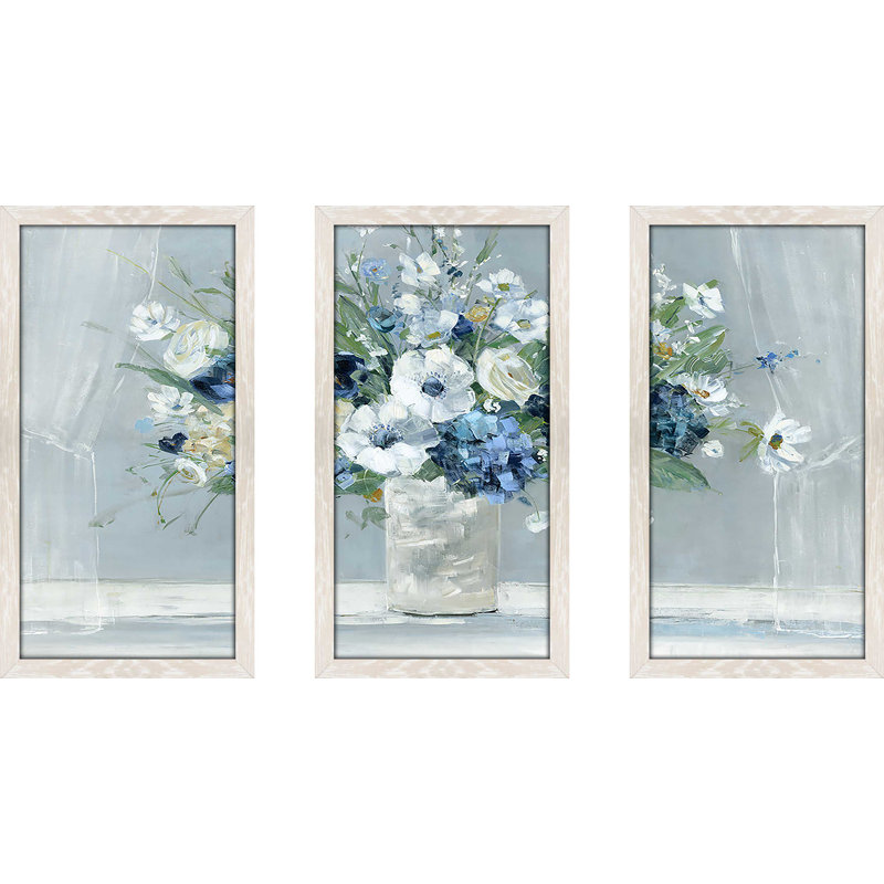 " Be Happy Blue " 3 - Pieces, 33.5" H x 52.5" W x 1" D