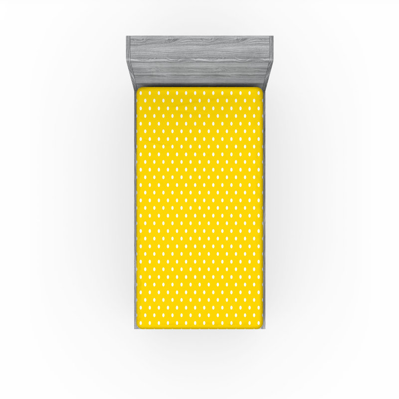 Drap-housse Ambesonne, paquet de 2, Drap-housse de taille simple, Jaune / pois blancs