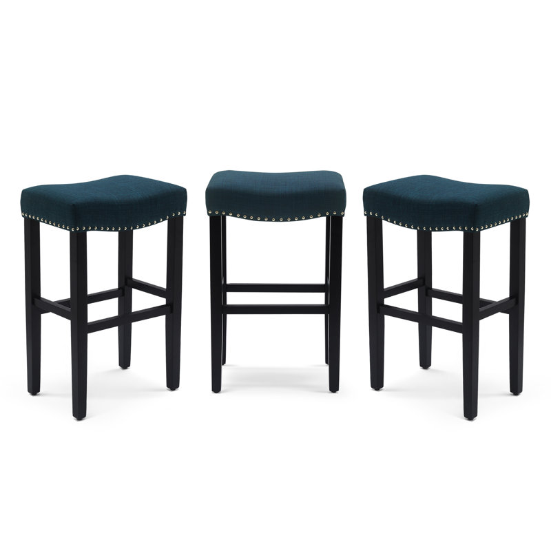 Tabouret Jameson, Tabouret de bar (siège d'une hauteur de 29 po), Tissu bleu marine / cadre noir