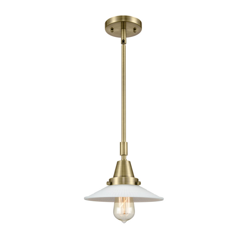 Cahaba 1 - Light Single Pendant, Antique Brass, Matte White Halophane, LED