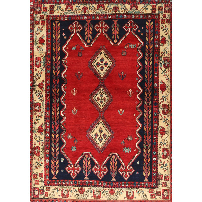 Tapis traditionnel rouge / noir, Rectangle 4 pi x 6 pi